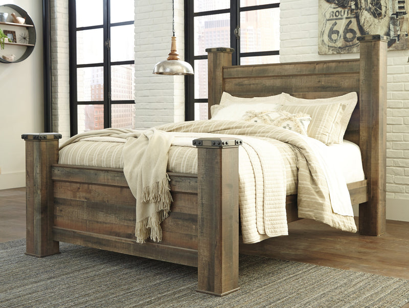 Trinell Brown Queen Poster Bed - Gate FurnitureQueen Bed