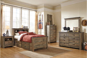 Trinell Brown Twin Bookcase Bed with 2 Storage Drawers - Gate FurnitureTwin Bed
