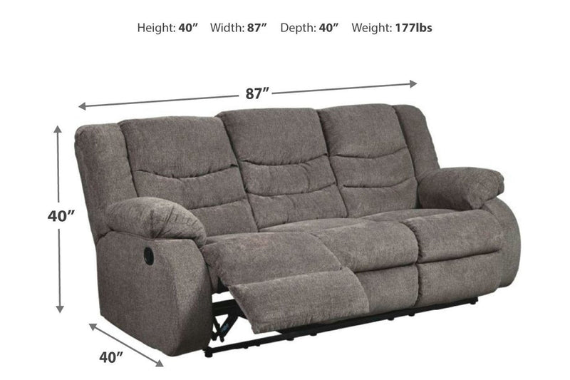 Tulen Gray Reclining Sofa - Gate FurnitureReclining Sofa