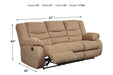 Tulen Mocha Reclining Sofa - 9860488 - Gate Furniture