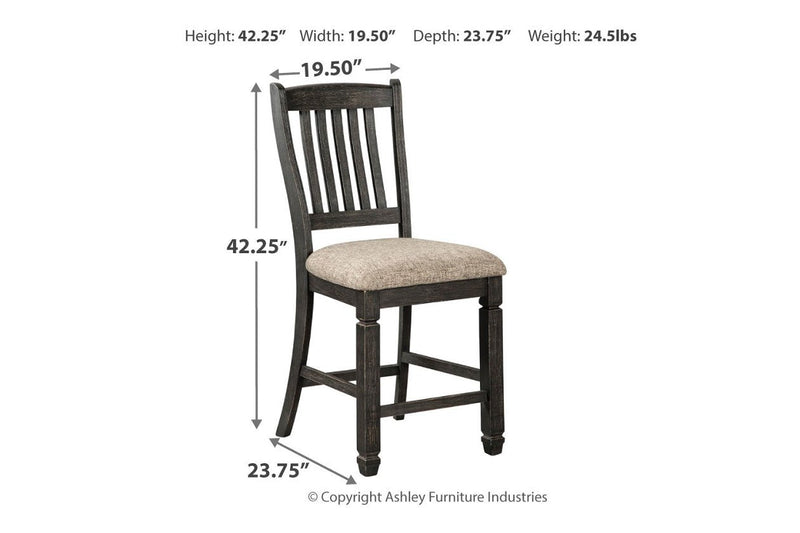 Tyler Creek Black/Grayish Brown Counter Height Bar Stool (Set of 2) - Gate FurnitureBarstool
