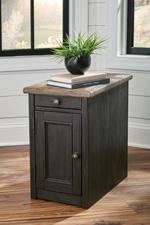 Tyler Creek Grayish Brown/Black Chairside End Table with USB Ports & Outlets - Gate FurnitureEnd Table Chair Side