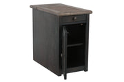 Tyler Creek Grayish Brown/Black Chairside End Table with USB Ports & Outlets - Gate FurnitureEnd Table Chair Side