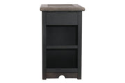 Tyler Creek Grayish Brown/Black Chairside End Table with USB Ports & Outlets - Gate FurnitureEnd Table Chair Side