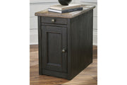 Tyler Creek Grayish Brown/Black Chairside End Table with USB Ports & Outlets - Gate FurnitureEnd Table Chair Side
