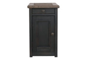 Tyler Creek Grayish Brown/Black Chairside End Table with USB Ports & Outlets - Gate FurnitureEnd Table Chair Side