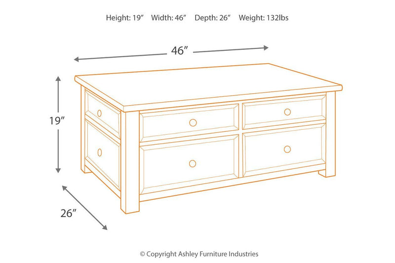 Tyler Creek Grayish Brown/Black Coffee Table with Lift Top - Gate FurnitureCoffee Table