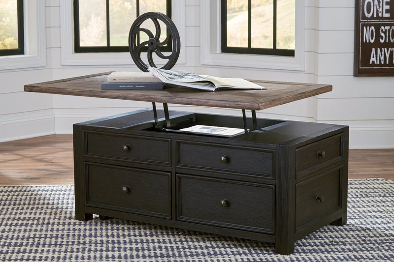 Tyler Creek Grayish Brown/Black Coffee Table with Lift Top - Gate FurnitureCoffee Table
