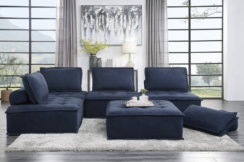 Ulrich Blue Modular 5 - Piece Modular Sectional - Gate FurnitureSectional