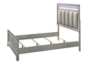 Vail Gray King LED Upholstered Panel Bed - Gate FurnitureKing Bed