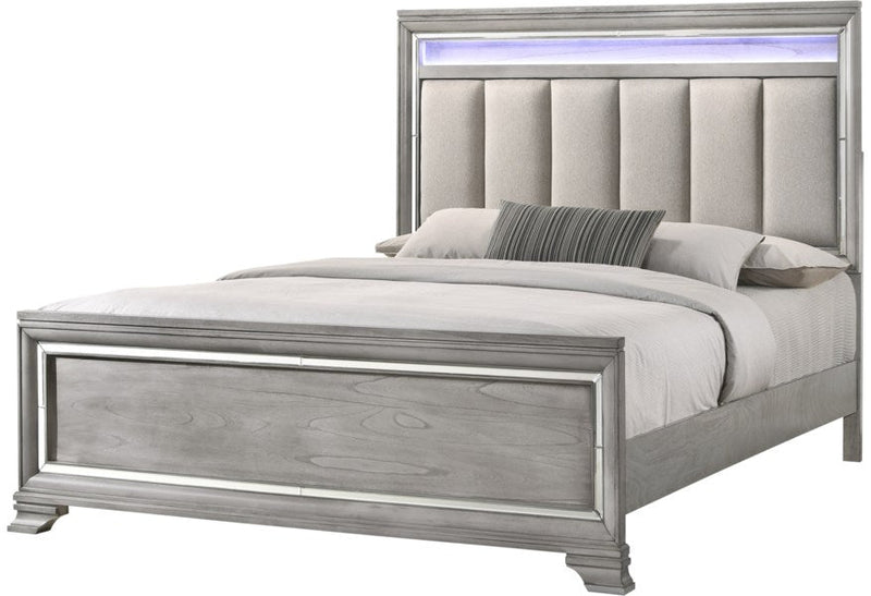 Vail Gray LED King Panel Bed - Gate FurnitureKing Bed