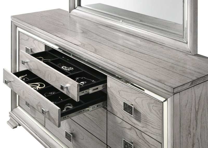 Vail Gray LED Upholstered Panel Bedroom Set - Gate FurnitureBedroom Set