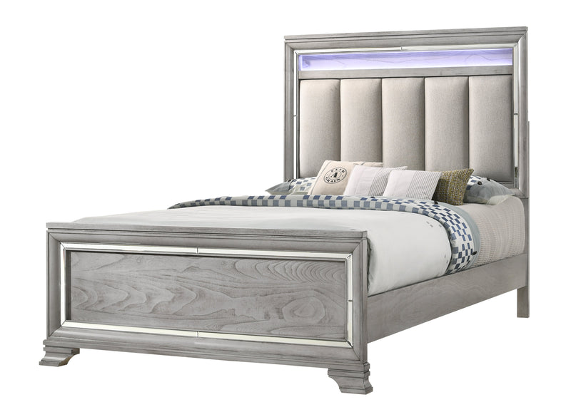 Vail Gray LED Upholstered Panel Bedroom Set - Gate FurnitureBedroom Set
