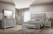 Vail Gray Queen LED Upholstered Panel Bed - Gate FurnitureQueen Bed