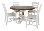 Valebeck Beige/White 5 - Piece Round Dining Set - Gate FurnitureDining Room Set