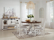 Valebeck Beige/White 5 - Piece Round Dining Set - Gate FurnitureDining Room Set
