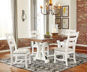 Valebeck Beige/White Rectangular Dining Set - Gate FurnitureDining Room Set