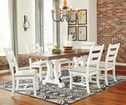 Valebeck Beige/White Rectangular Dining Set - Gate FurnitureDining Room Set