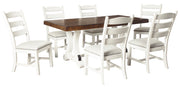 Valebeck Beige/White Rectangular Dining Set - Gate FurnitureDining Room Set