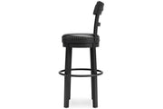 Valebeck Black Bar Height Bar Stool - Gate FurnitureBarstool