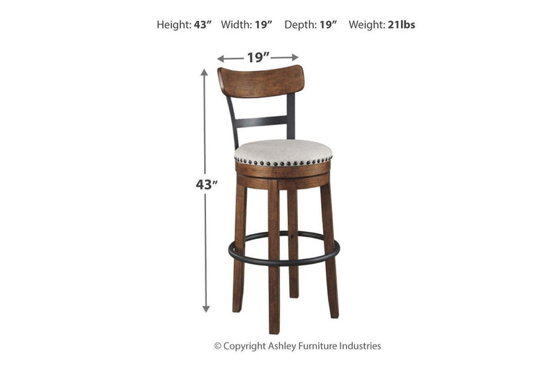 Valebeck Brown Bar Height Bar Stool - Gate FurnitureBarstool