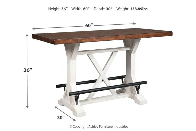 Valebeck White/Brown Counter Height Dining Table - Gate FurnitureCounter Height Table