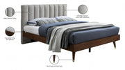Vance Mid - Century Modern Linen Textured King Bed (3 Boxes) Beige - Gate FurnitureKing Bed