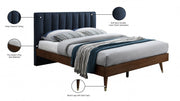 Vance Mid - Century Modern Linen Textured King Bed (3 Boxes) Blue - Gate FurnitureKing Bed