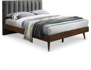 Vance Mid - Century Modern Linen Textured King Bed (3 Boxes) Grey - Gate FurnitureKing Bed