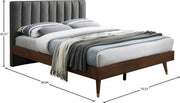 Vance Mid - Century Modern Linen Textured King Bed (3 Boxes) Grey - Gate FurnitureKing Bed