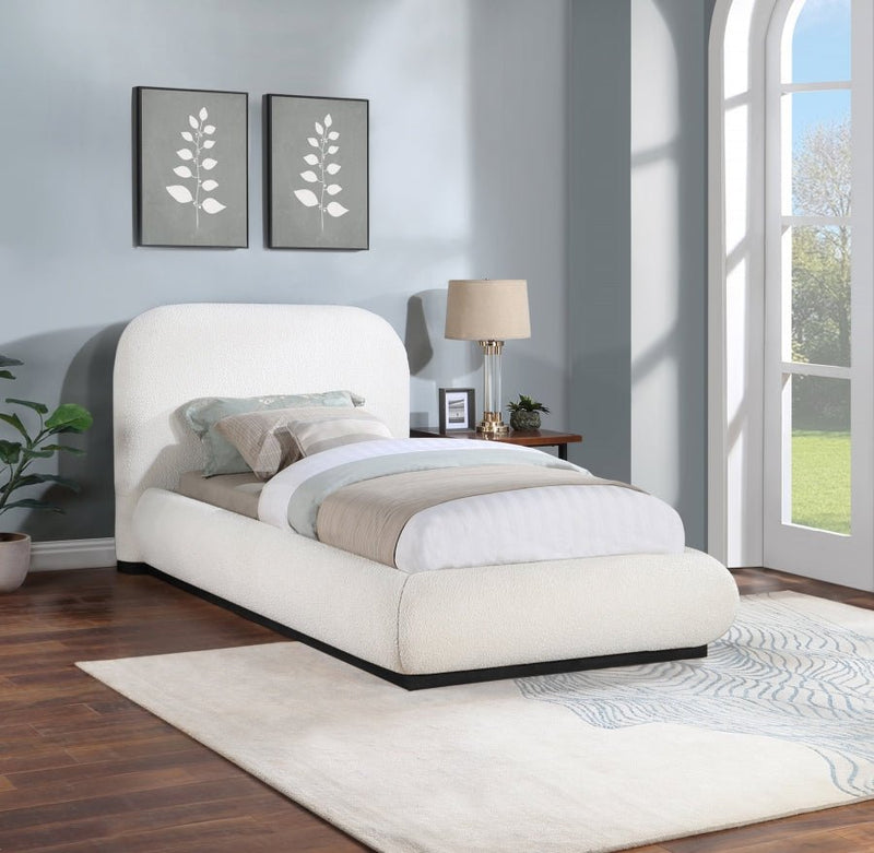 Vaughn Boucle Fabric Twin Bed Cream - Gate FurnitureTwin Bed