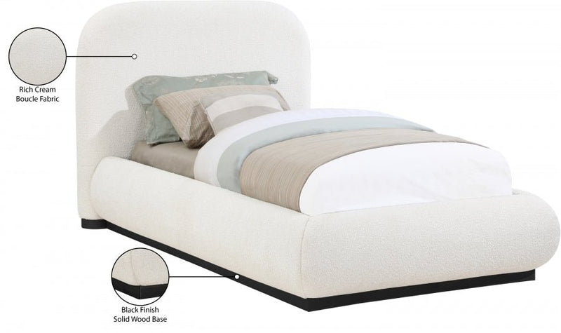 Vaughn Boucle Fabric Twin Bed Cream - Gate FurnitureTwin Bed