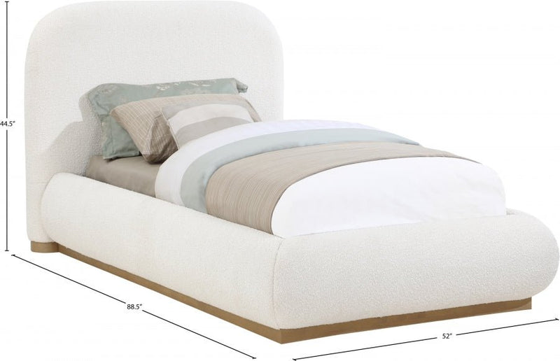 Vaughn Boucle Fabric Twin Bed Cream - Gate FurnitureTwin Bed