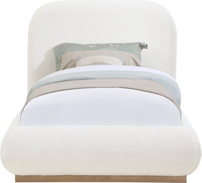 Vaughn Boucle Fabric Twin Bed Cream - Gate FurnitureTwin Bed