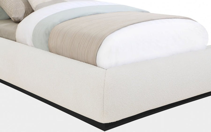 Vaughn Boucle Fabric Twin Bed Cream - Gate FurnitureTwin Bed