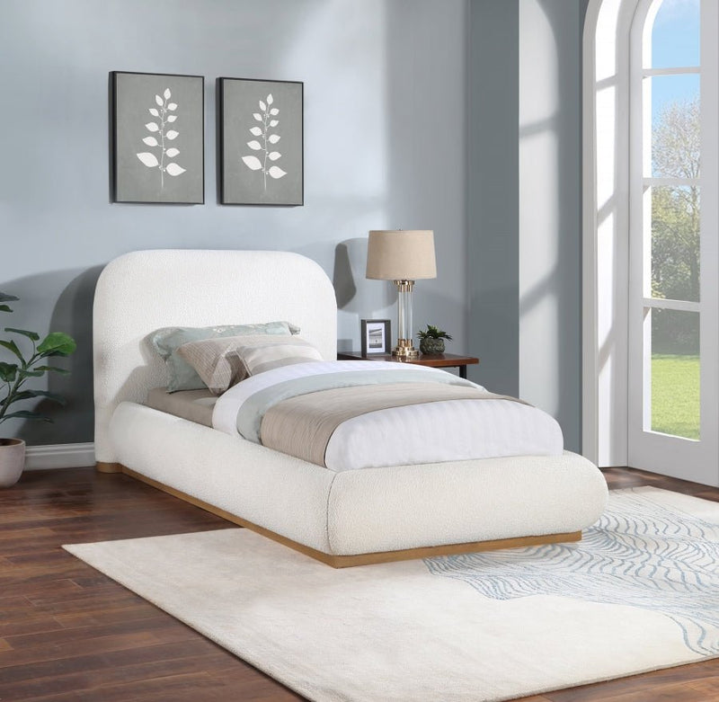 Vaughn Boucle Fabric Twin Bed Cream - Gate FurnitureTwin Bed