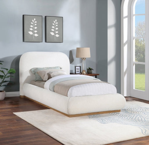 Vaughn Boucle Fabric Twin Bed Cream - Gate FurnitureTwin Bed