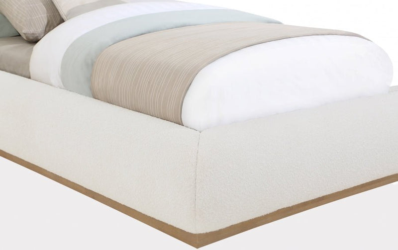 Vaughn Boucle Fabric Twin Bed Cream - Gate FurnitureTwin Bed