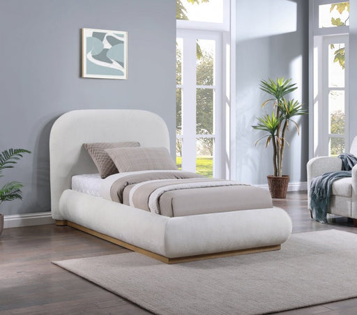 Vaughn Chenille Fabric Twin Bed Cream - Gate FurnitureTwin Bed