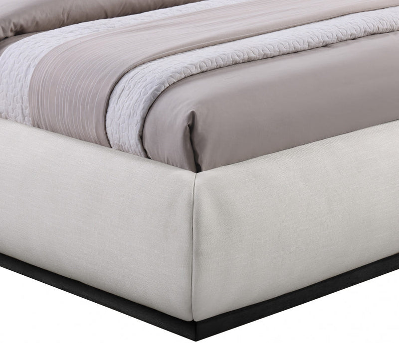 Vaughn Linen Textured Twin Bed Cream - Gate FurnitureTwin Bed