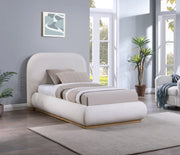 Vaughn Linen Textured Twin Bed Cream - Gate FurnitureTwin Bed