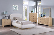 Vaughn Linen Textured Twin Bed Cream - Gate FurnitureTwin Bed