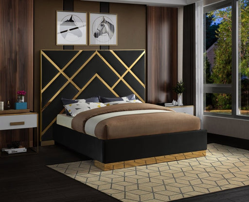Vector Velvet King Bed Black - Gate FurnitureKing Bed