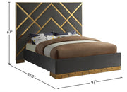 Vector Velvet King Bed Grey - Gate FurnitureKing Bed