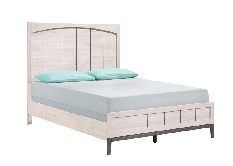 Veda Chalk Queen Panel Bed - Gate FurnitureQueen Bed