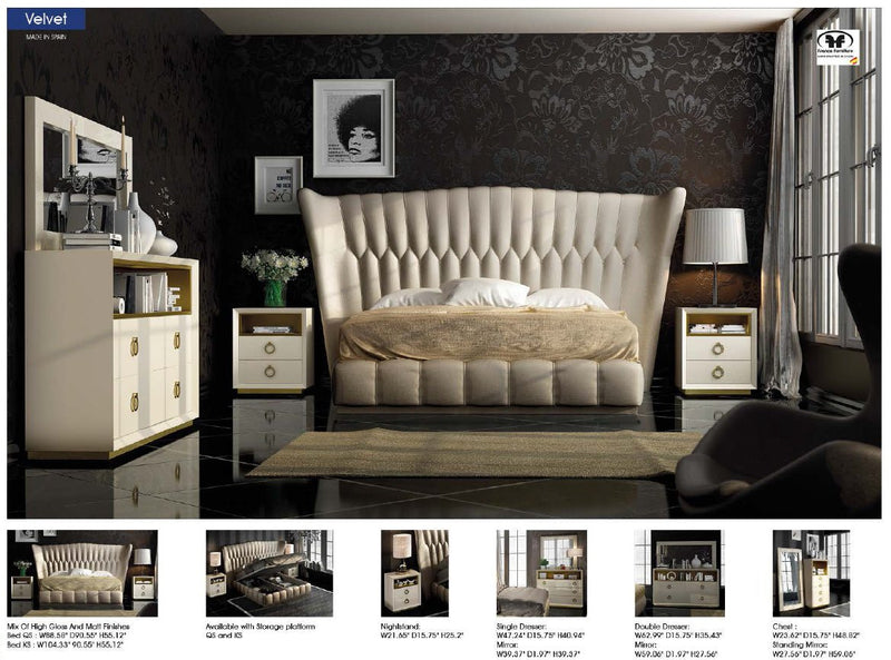 Velvet Bed Queen - Gate FurnitureQueen Bed