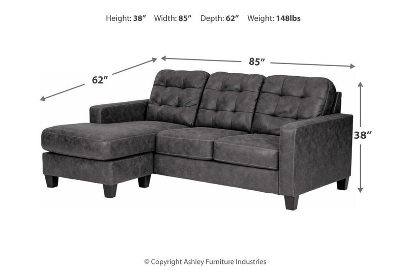 Venaldi Gunmetal Sofa Chaise - Gate FurnitureSectional