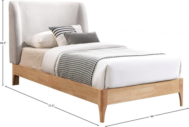 Ventura Fabric Twin Bed Grey - Gate FurnitureTwin Bed