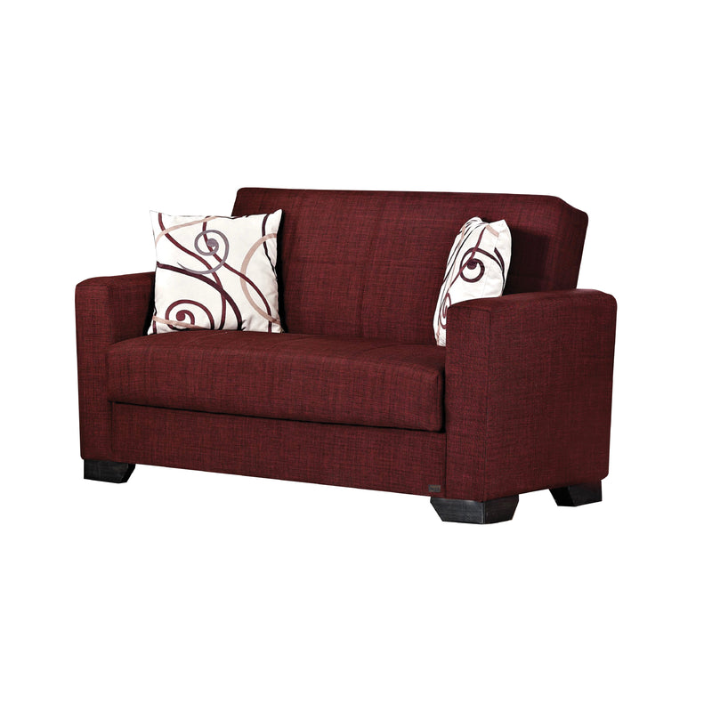 Vermont 63 in. Convertible Sleeper Loveseat in Burgundy with Storage - Gate FurnitureLoveseat