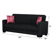 Vermont 82 in. Convertible Sleeper Sofa in Black with Storage - Gate FurnitureSleeper Sofa